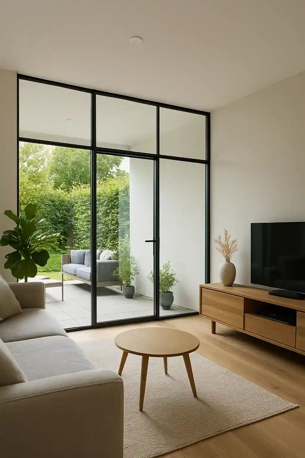 Wohnzimmer mit Glasdetails